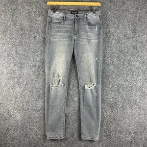 Black Orchid Jeans Womens 27 Jude Crop Gray Cotton Stretch Distressed Holes Knee